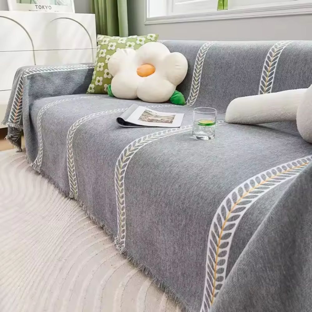 Sofa Cover Chenille Leaf Pattern Non-Slip & Machine Washable - Image 9