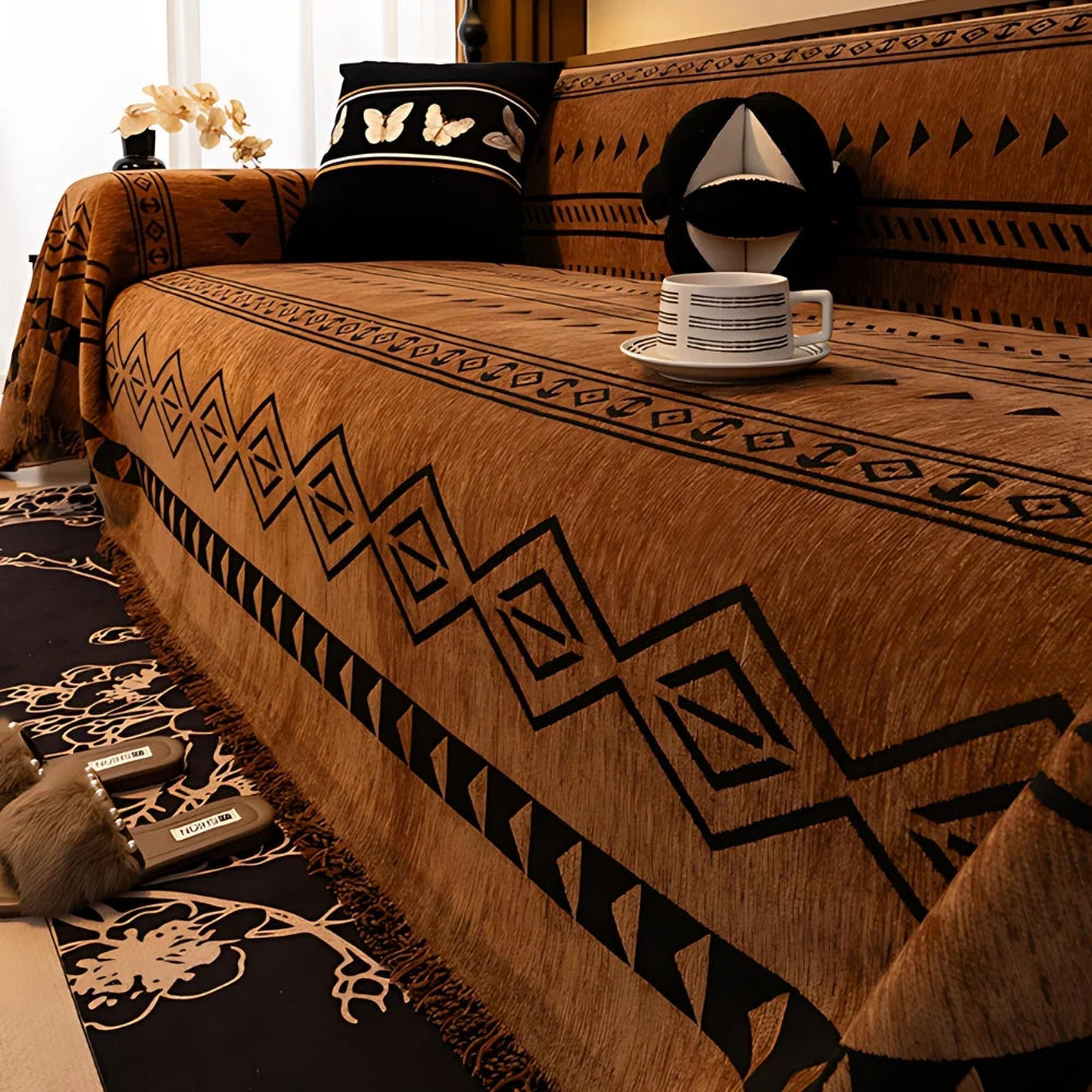 Sofa Cover Chenille Microfiber Blend Tribal Pattern Machine Washable - Image 2