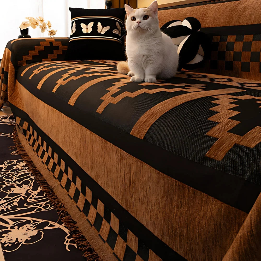 Sofa Cover Chenille Microfiber Blend Tribal Pattern Machine Washable - Image 3