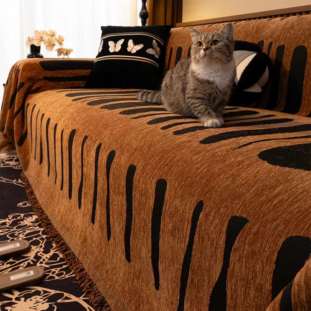 Sofa Cover Chenille Microfiber Blend Tribal Pattern Machine Washable - Image 5