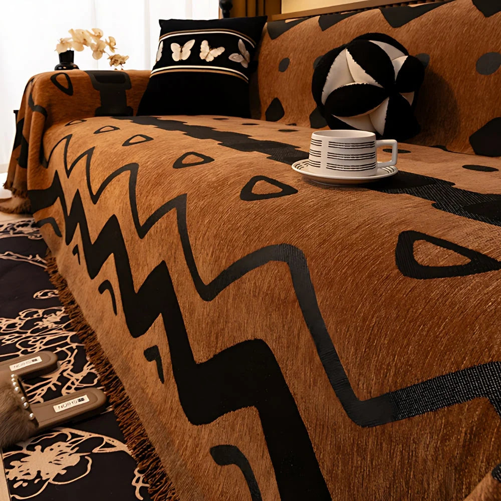 Sofa Cover Chenille Microfiber Blend Tribal Pattern Machine Washable - Image 7