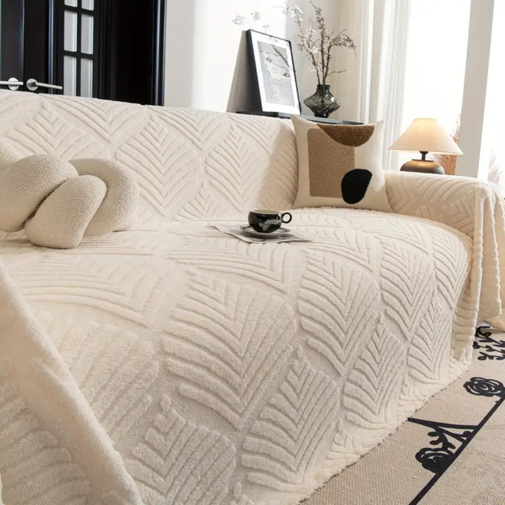 Sofa Cover Herringbone Fleece Cotton Blend Machine Washable - Image 2