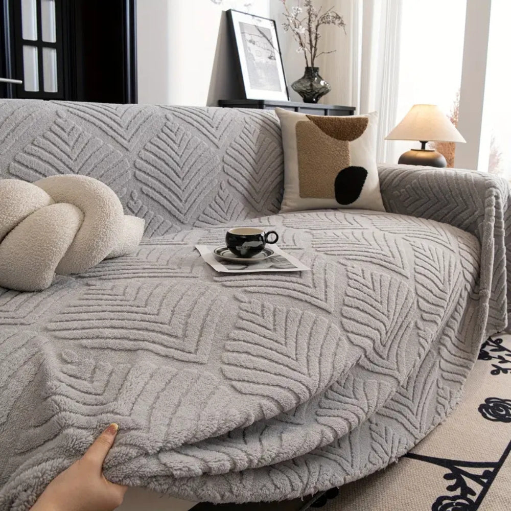 Sofa Cover Herringbone Fleece Cotton Blend Machine Washable - Image 3