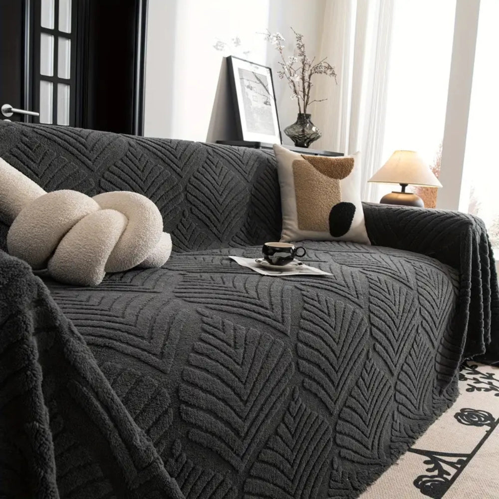Sofa Cover Herringbone Fleece Cotton Blend Machine Washable - Image 4