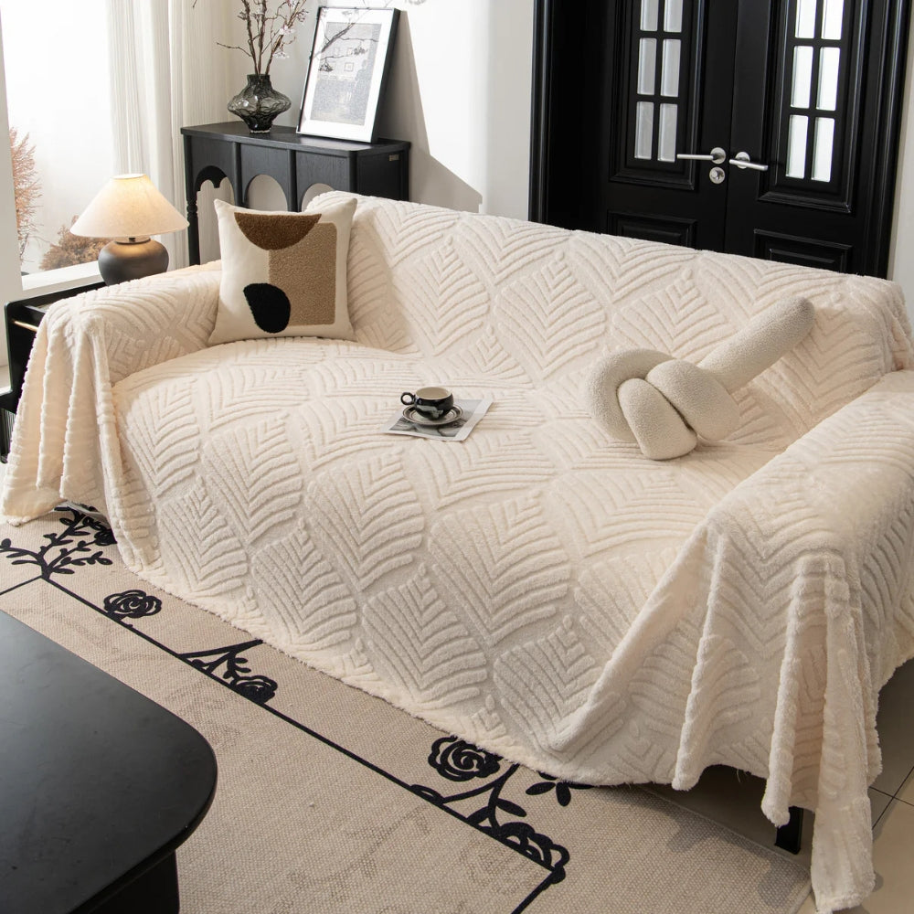 Sofa Cover Herringbone Fleece Cotton Blend Machine Washable - Image 5