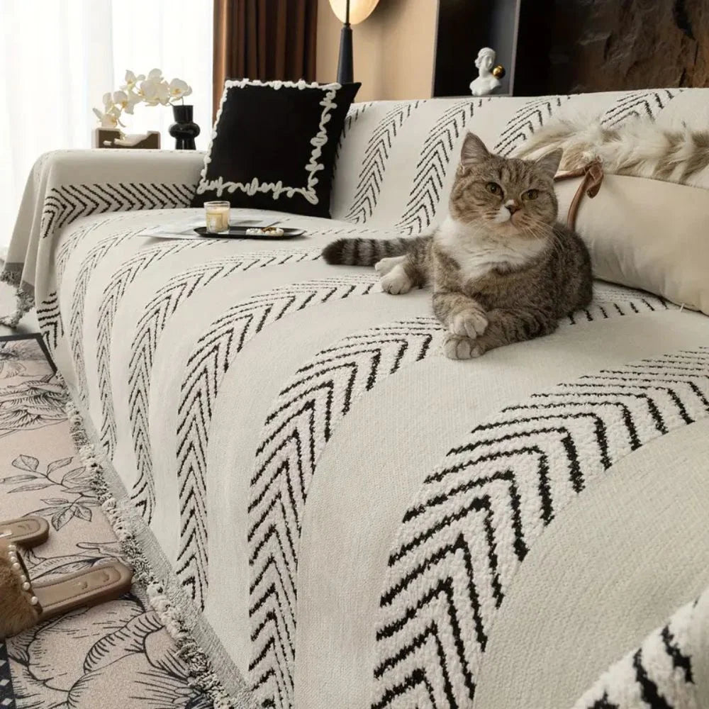 Sofa Cover Microfiber Chevron Geometric Print Machine Washable - Image 6