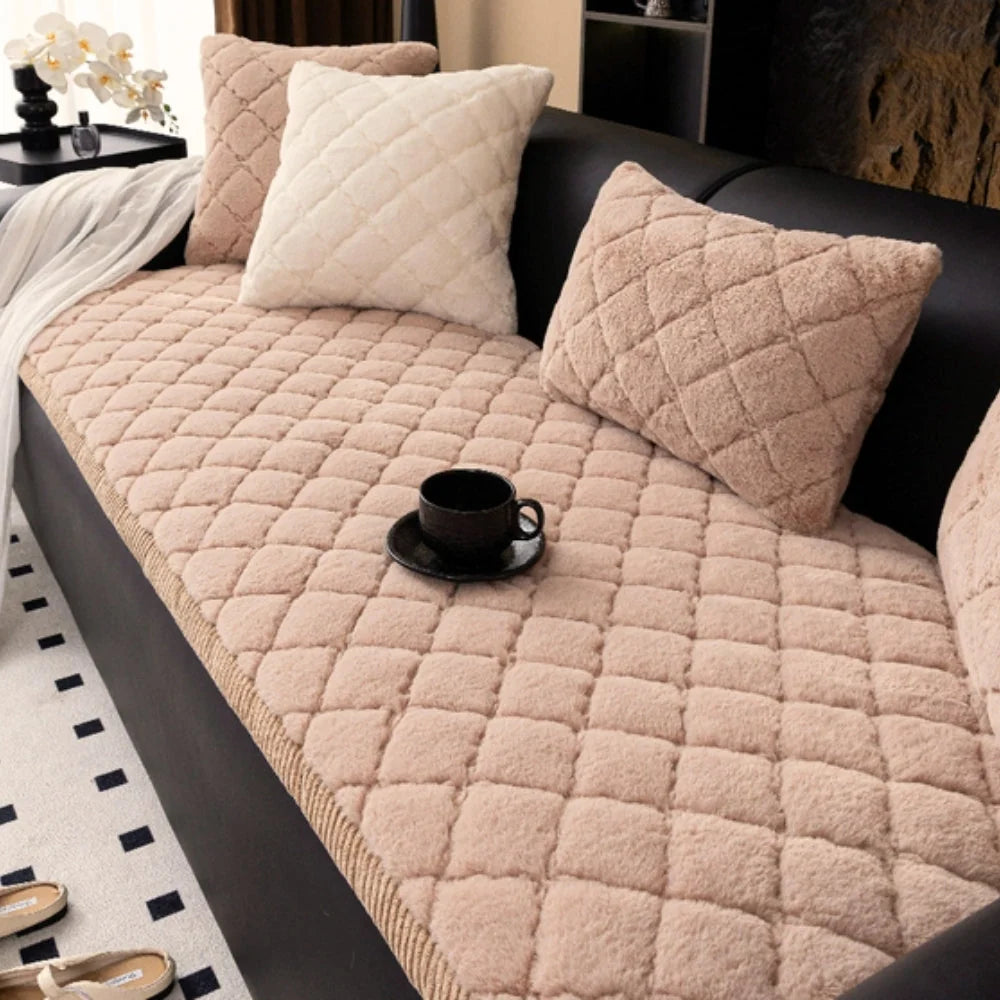 Sofa Cover Microfiber Diamond-Stitched Non-Slip Backing - Image 2