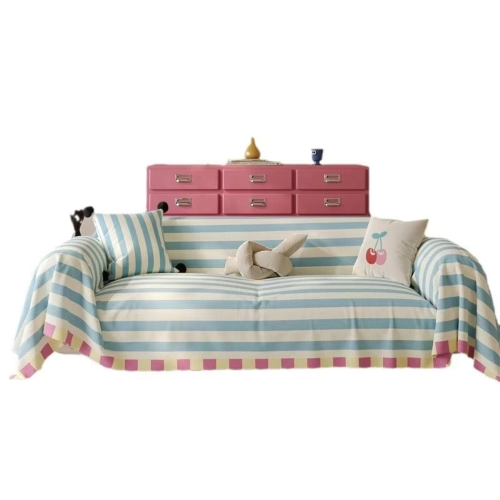Sofa Cover Pastel Striped Microfiber Machine Washable - Image 7