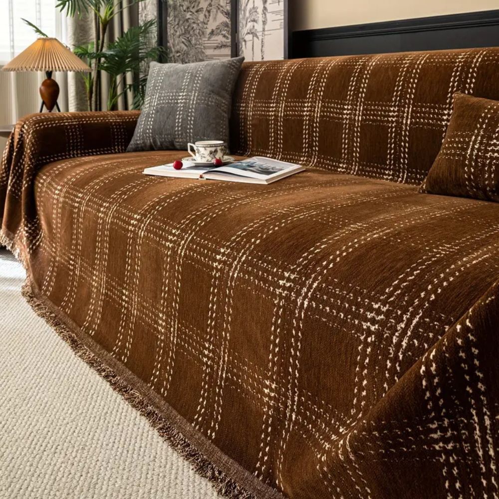 Sofa Cover Plaid Chenille Anti-Slip & Machine Washable - Image 3