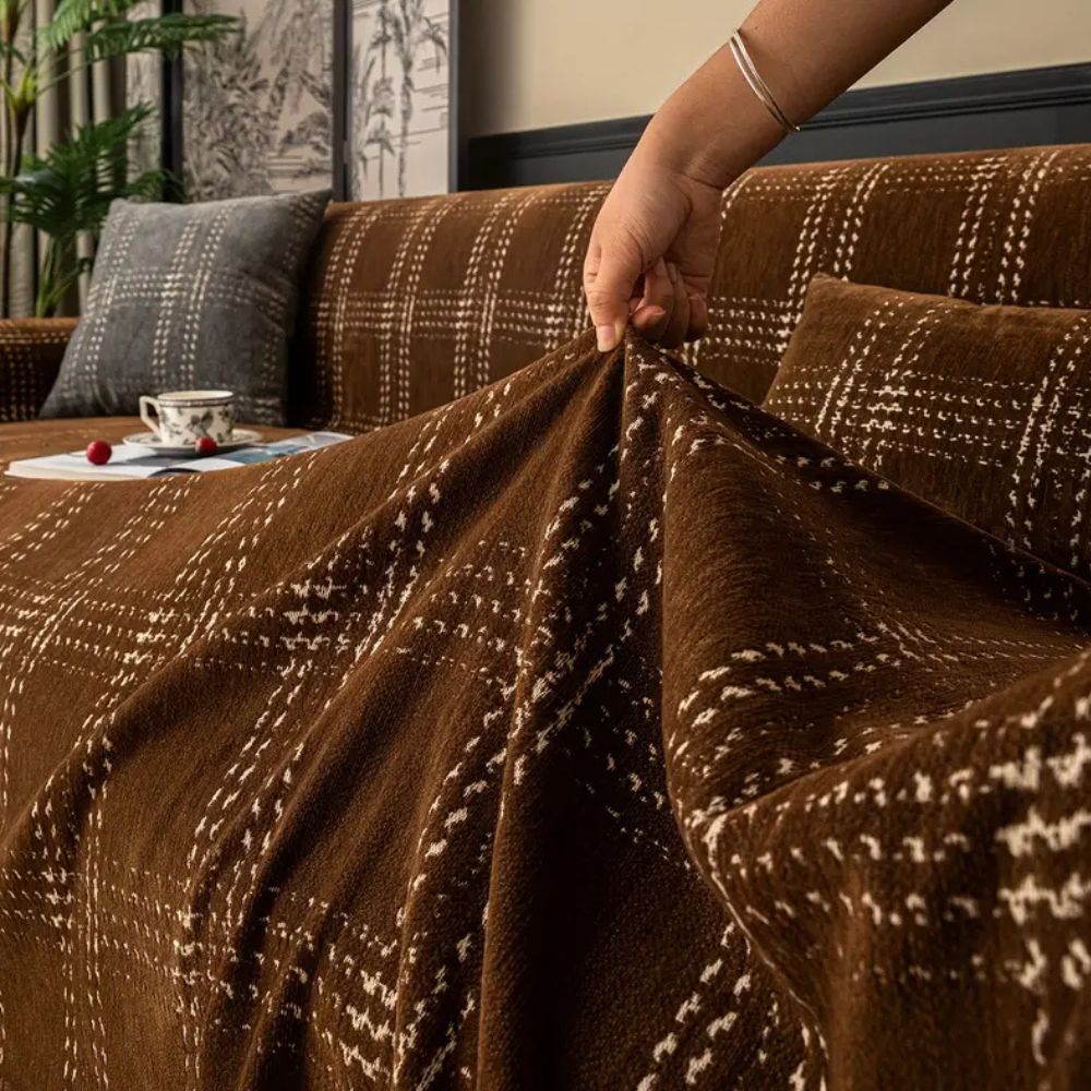 Sofa Cover Plaid Chenille Anti-Slip & Machine Washable - Image 5