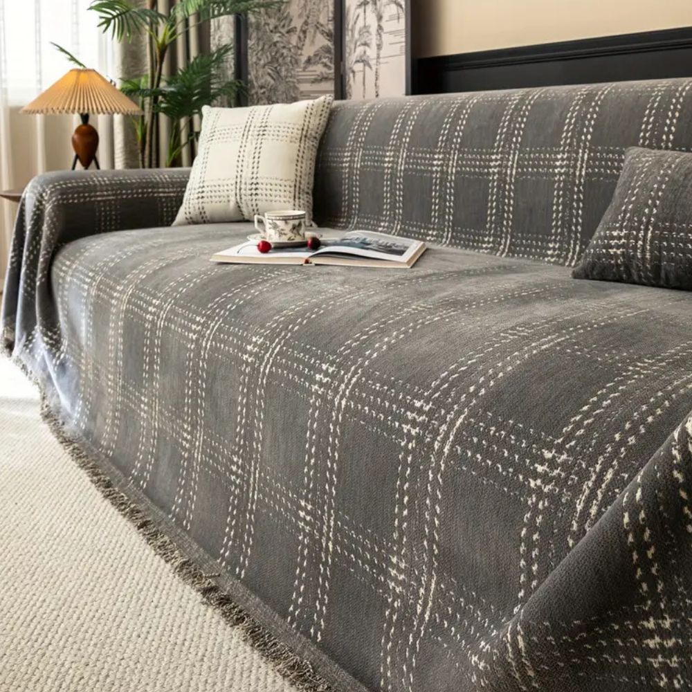 Sofa Cover Plaid Chenille Anti-Slip & Machine Washable - Image 6