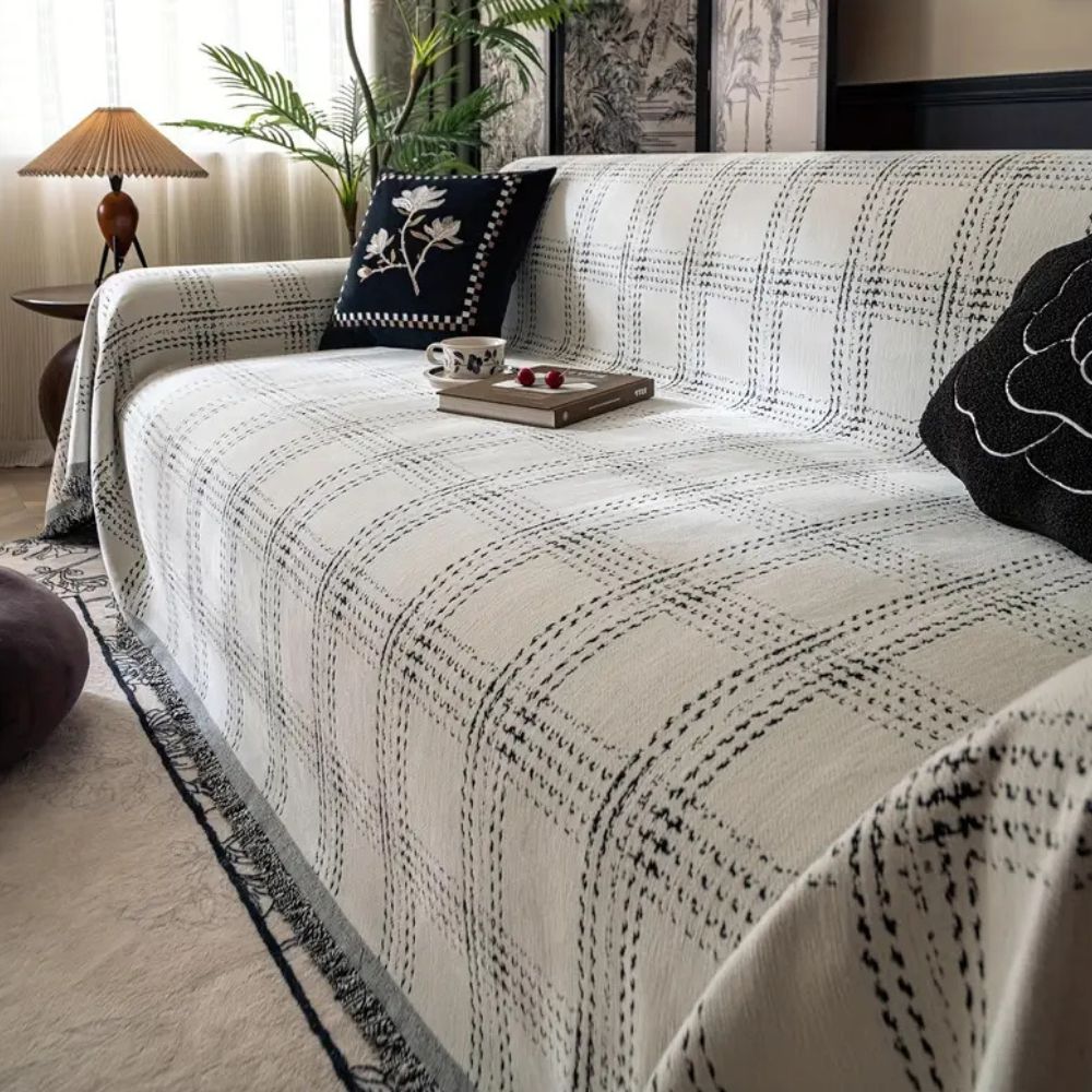 Sofa Cover Plaid Chenille Anti-Slip & Machine Washable - Image 7