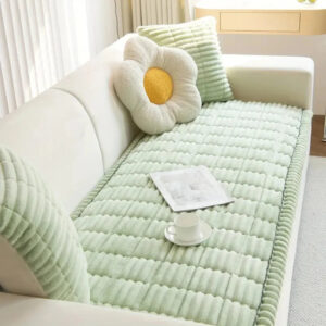 Sofa Cover Plush Flannel Anti-Slip Backing Machine Washable
