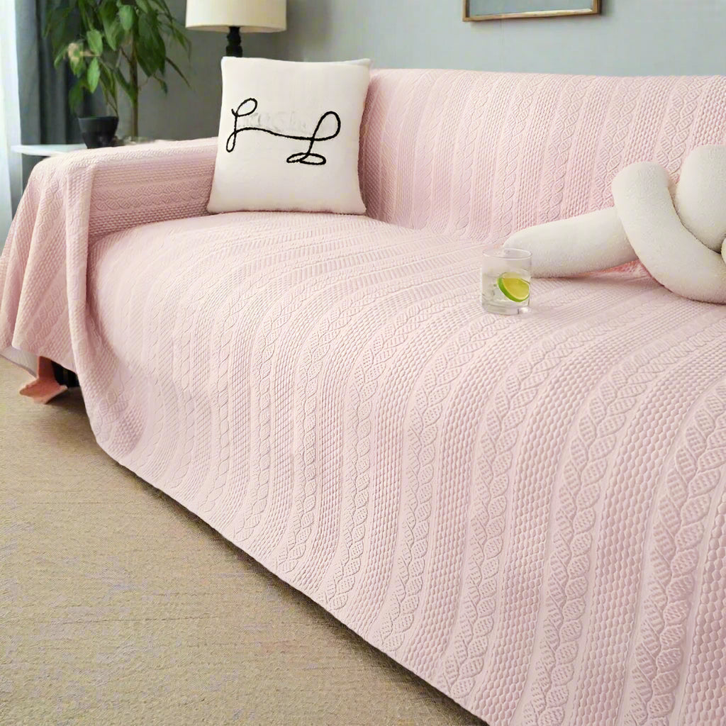 Sofa Cover Plush Leaf Pattern Microfiber & Non-Slip - Image 2