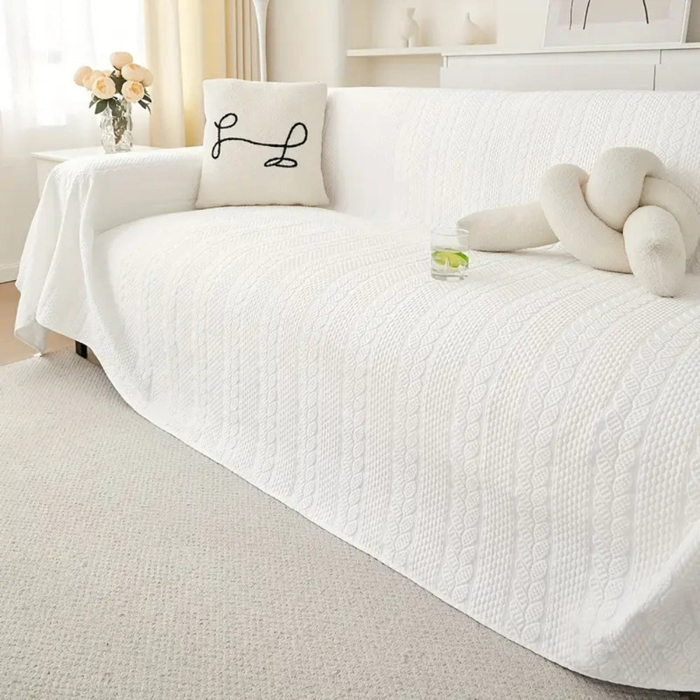 Sofa Cover Plush Leaf Pattern Microfiber & Non-Slip - Image 3
