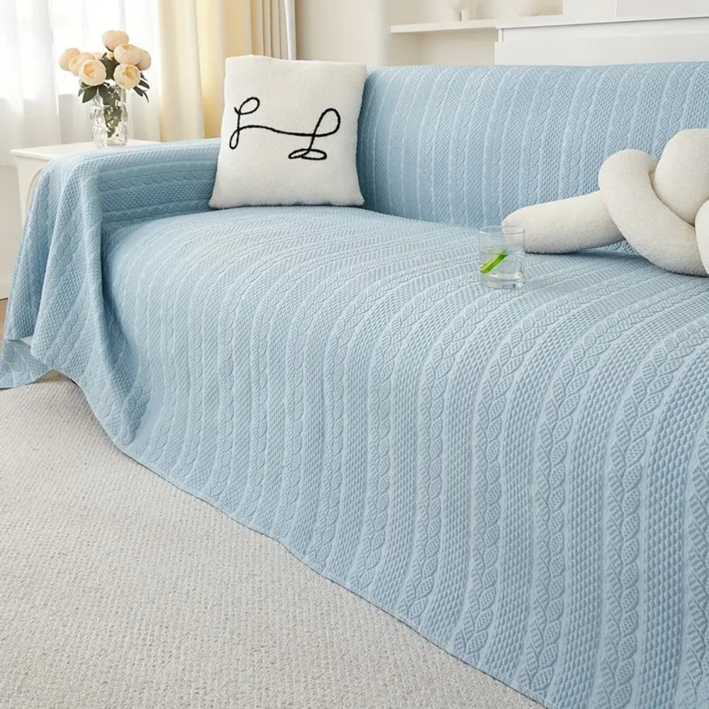 Sofa Cover Plush Leaf Pattern Microfiber & Non-Slip - Image 5