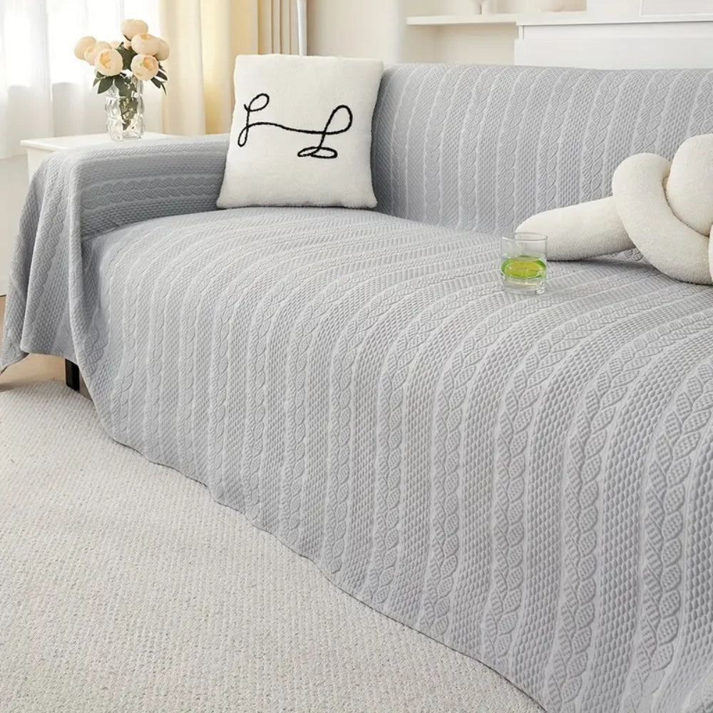 Sofa Cover Plush Leaf Pattern Microfiber & Non-Slip - Image 6