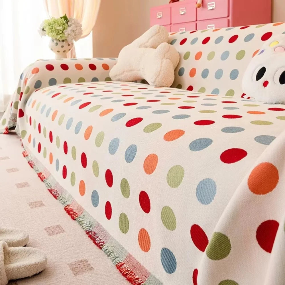 Sofa Cover Polka Dot Microfiber Blend Machine Washable - Image 3