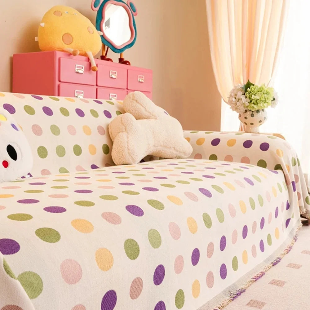 Sofa Cover Polka Dot Microfiber Blend Machine Washable - Image 6