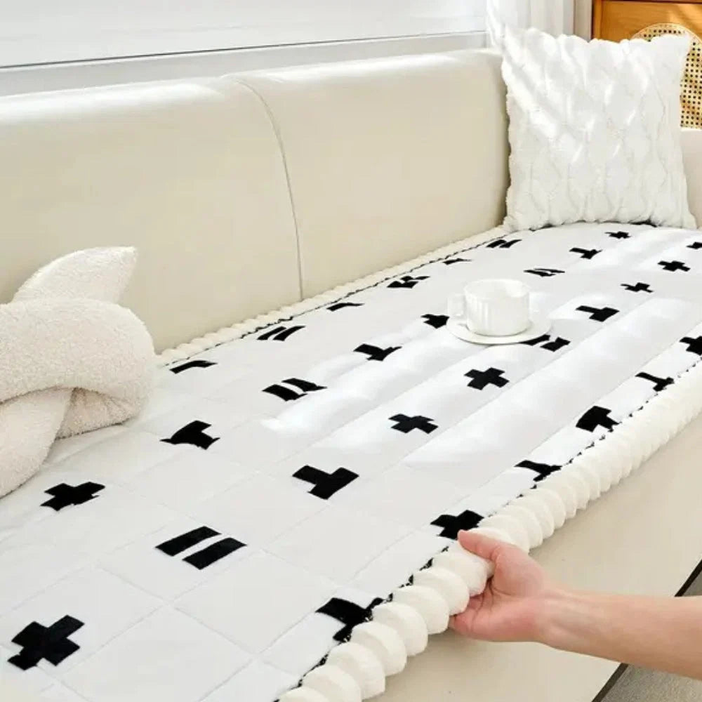 Sofa Cover Quilted Microfiber Blend Ruffled Edge - Image 3