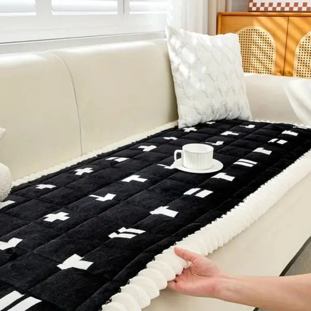 Sofa Cover Quilted Microfiber Blend Ruffled Edge - Image 6