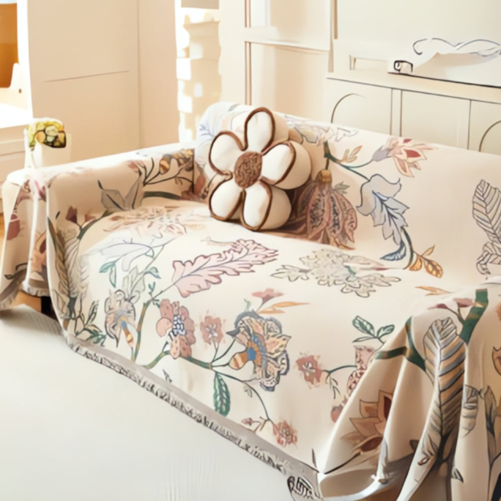 Sofa Cover Reversible Floral Jacquard Cotton-Microfiber Machine-Washable - Image 3
