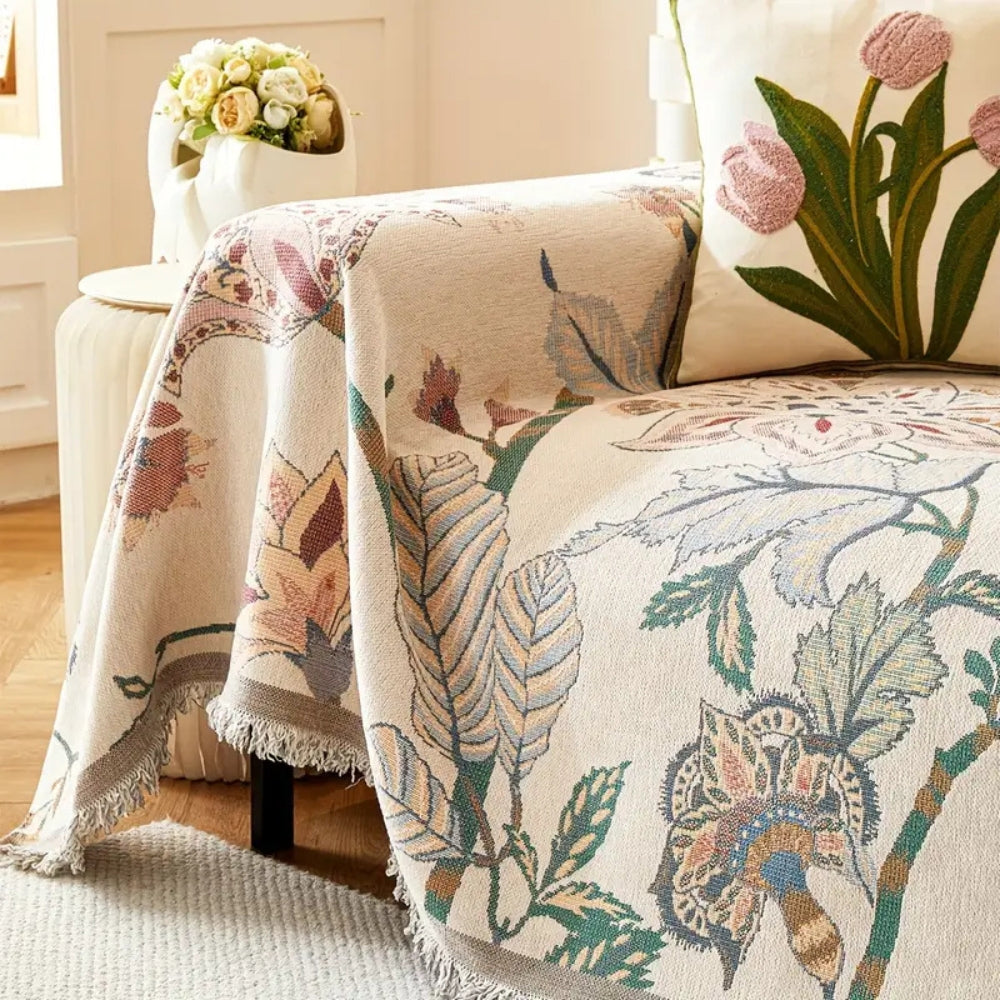 Sofa Cover Reversible Floral Jacquard Cotton-Microfiber Machine-Washable - Image 5