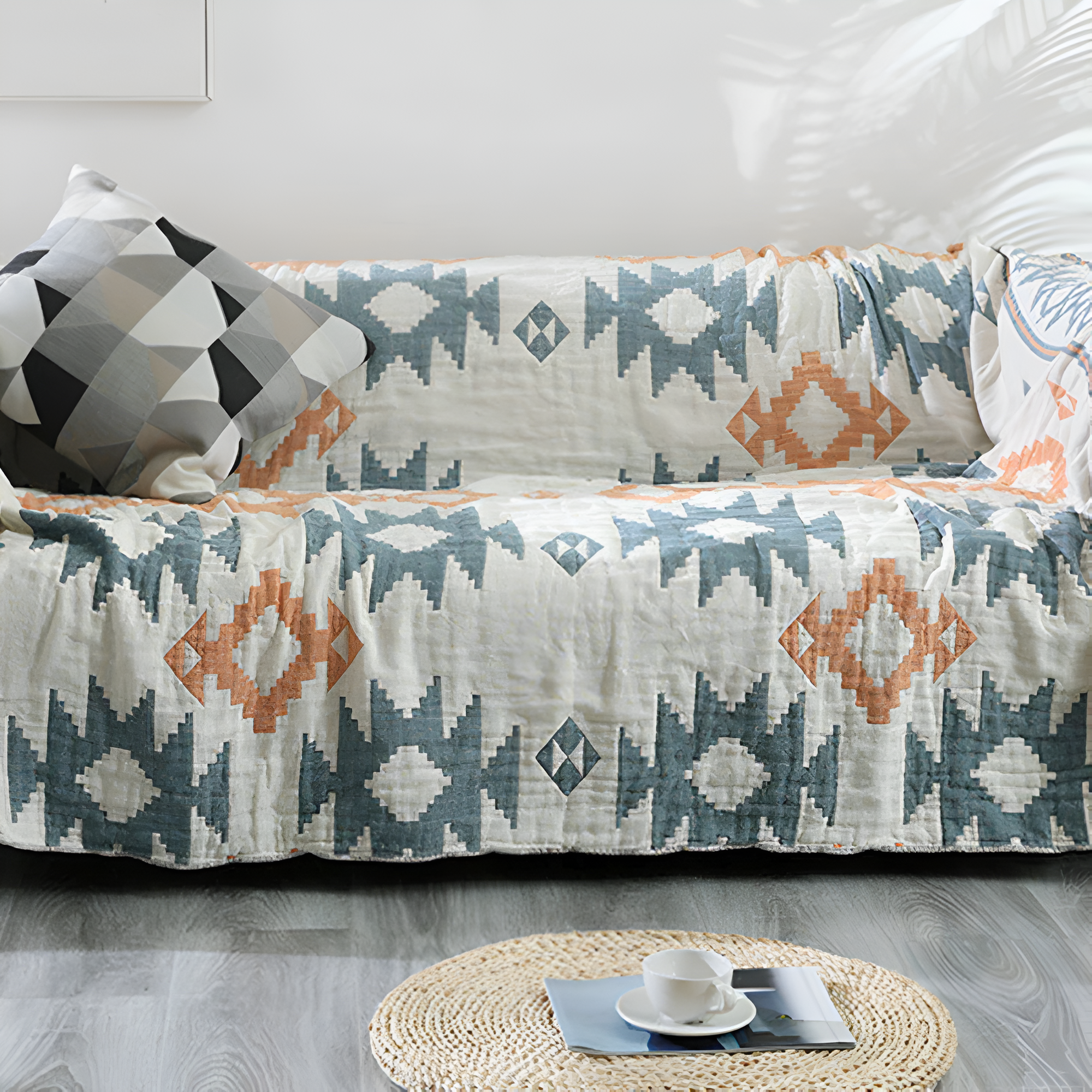 Sofa Cover Reversible Geometric 100% Cotton - Image 4