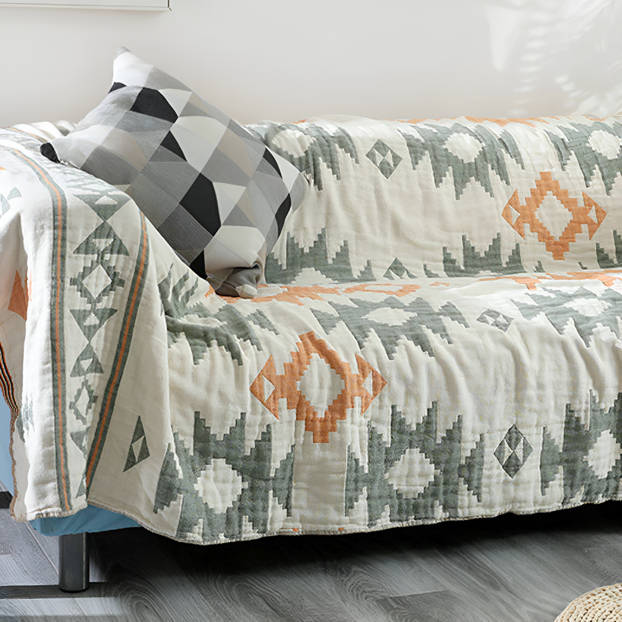 Sofa Cover Reversible Geometric 100% Cotton - Image 6