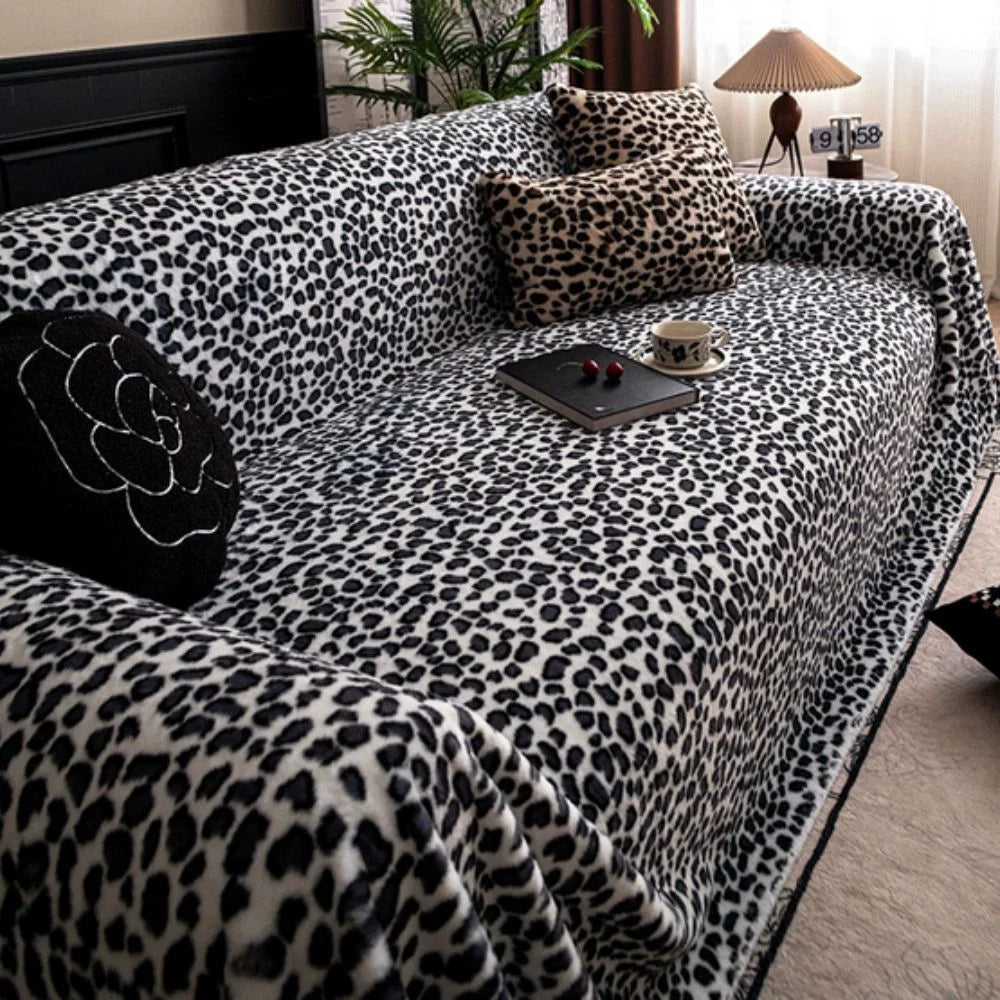 Sofa Cover Thick Plush Microfiber Leopard Print - Image 5