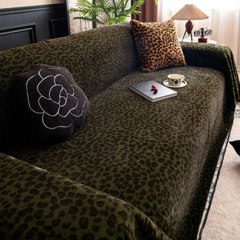Sofa Cover Thick Plush Microfiber Leopard Print - Image 6