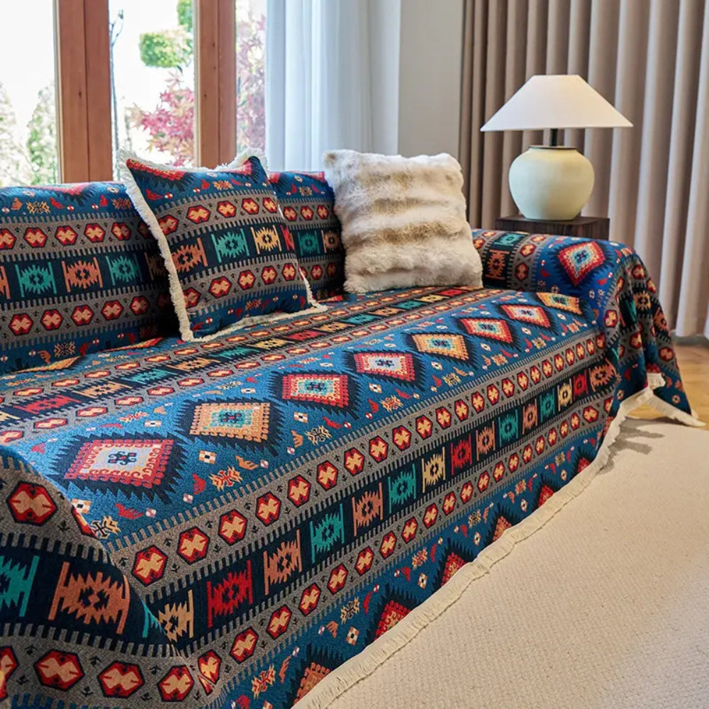 Sofa Cover Vibrant Geometric Jacquard Cotton-Linen Blend Pet-Friendly - Image 5