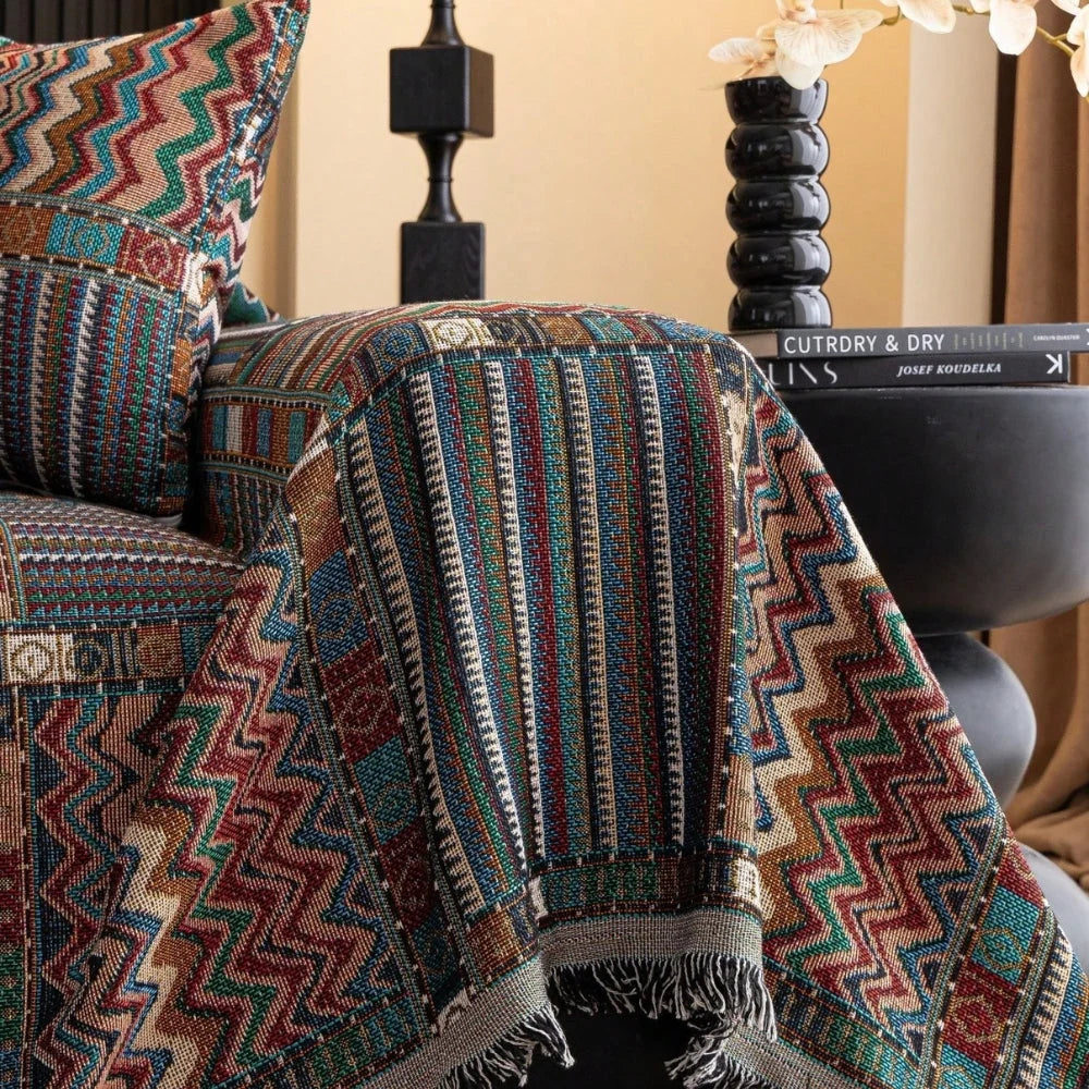 Sofa Cover Woven Chenille Boho Geometric Fade-Resistant - Image 6