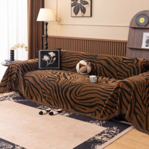 Sofa Cover Zebra-Pattern Chenille Jacquard Tassel Trim Machine Washable
