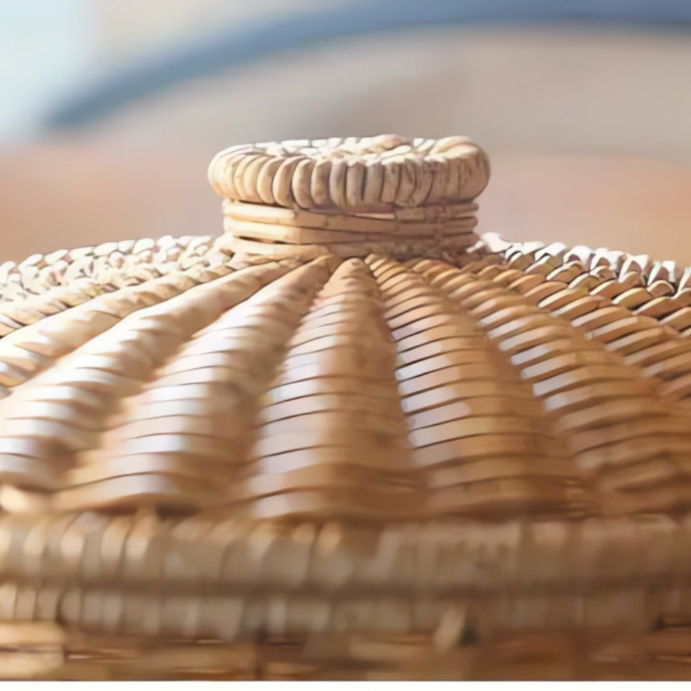 Storage Basket Handcrafted Rattan Dome Lid - Image 3