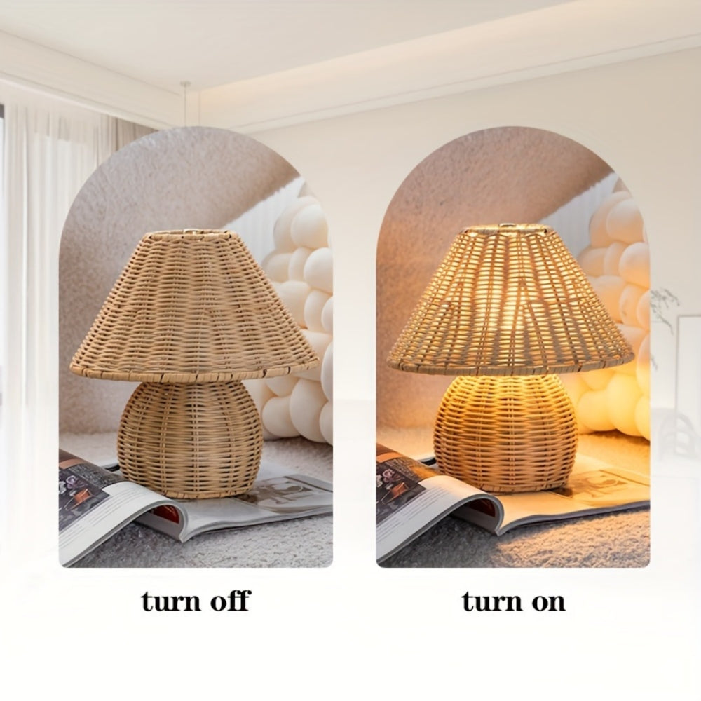 Table Lamp Rattan Shade Bamboo Base - Image 9