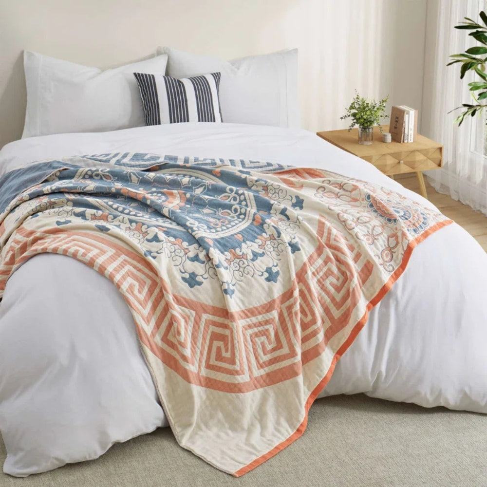 Throw Blanket 100% Cotton Breathable Machine Washable - Image 3