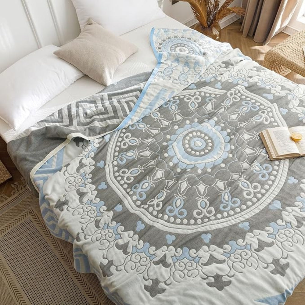 Throw Blanket 100% Cotton Breathable Machine Washable - Image 4