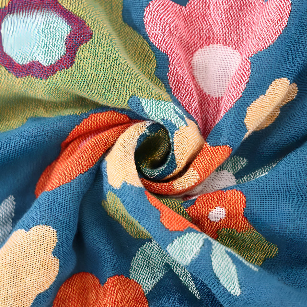 Throw Blanket 100% Cotton Breathable Wildflower Print - Image 3