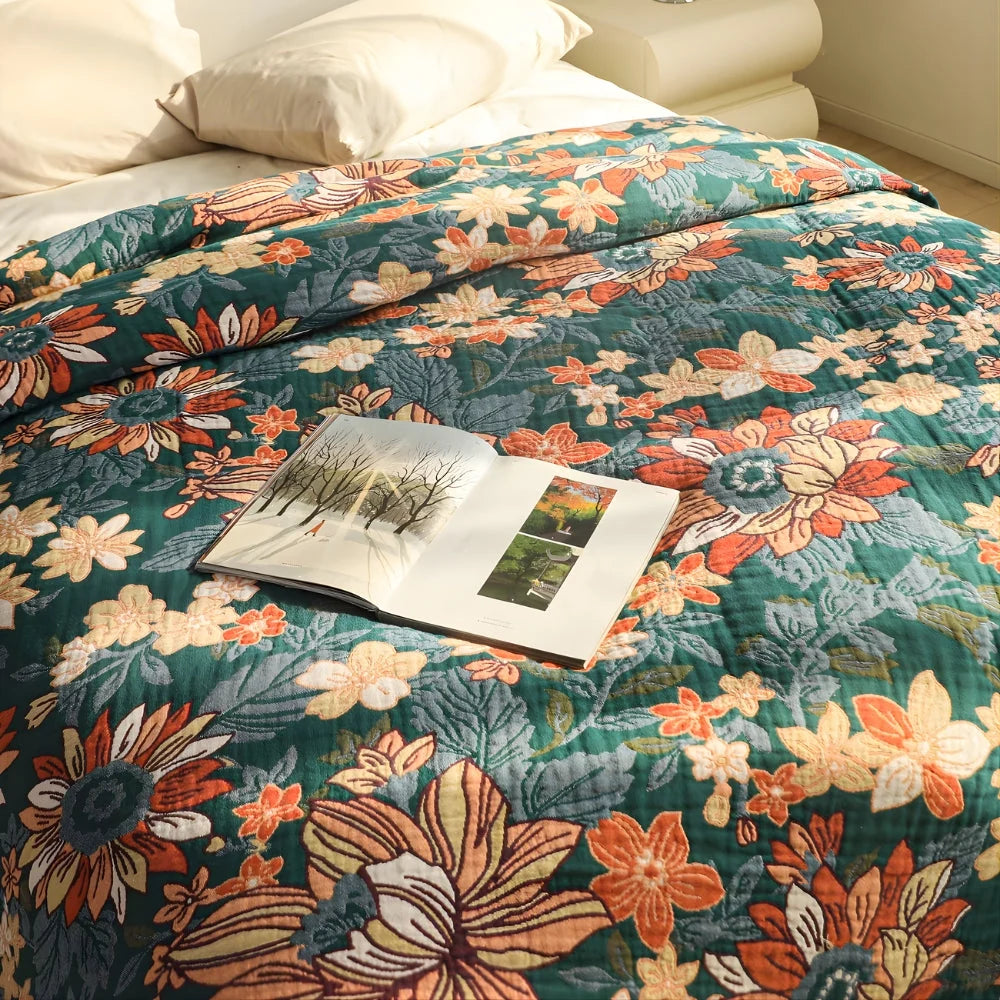 Throw Blanket 100% Cotton Double Gauze Tassel Edges - Image 2