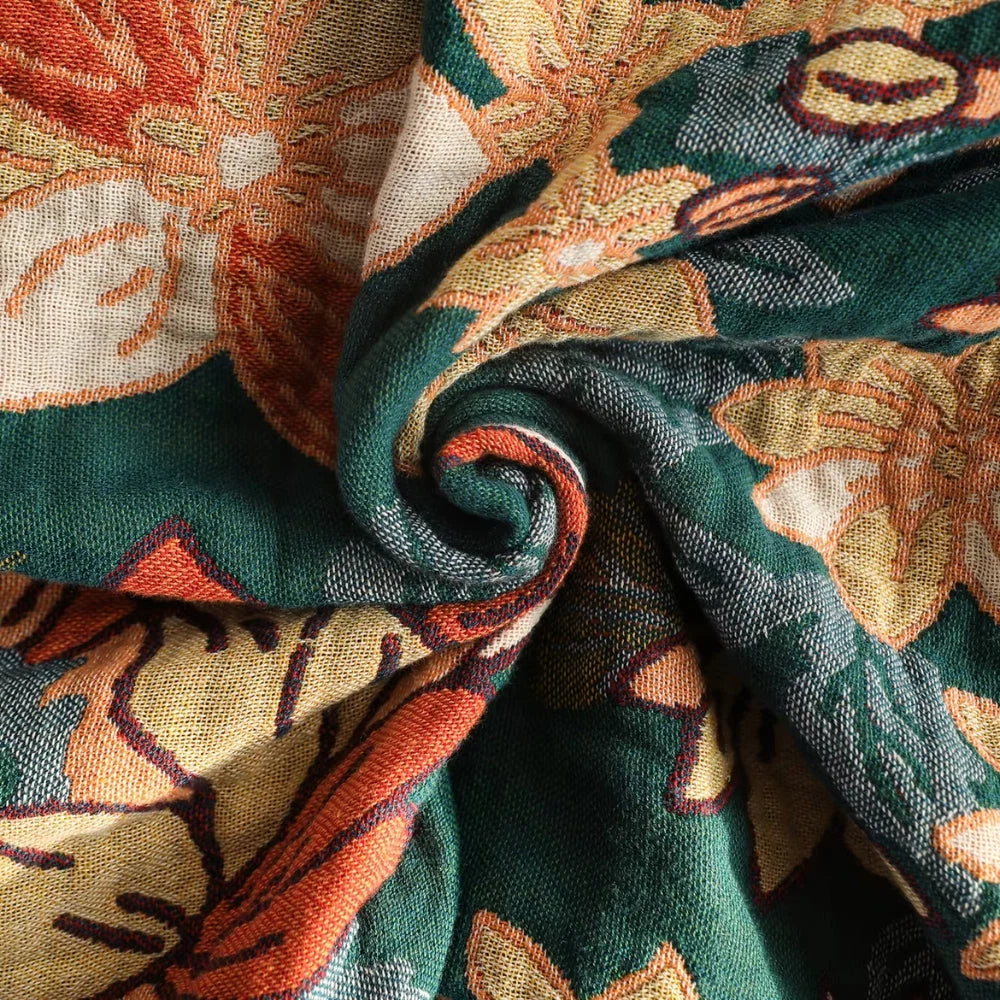 Throw Blanket 100% Cotton Double Gauze Tassel Edges - Image 3