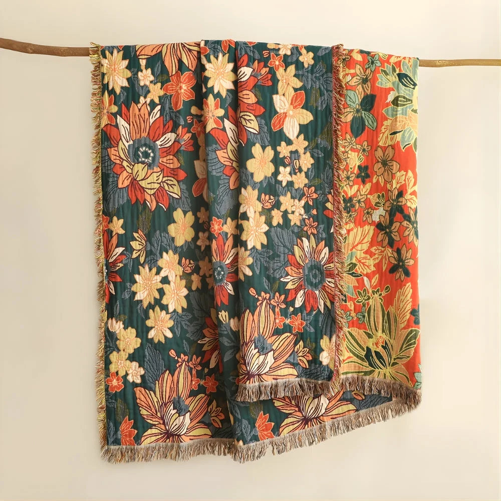 Throw Blanket 100% Cotton Double Gauze Tassel Edges - Image 4