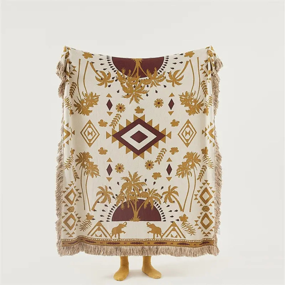 Throw Blanket 100% Cotton Geometric Jacquard Machine Washable - Image 2