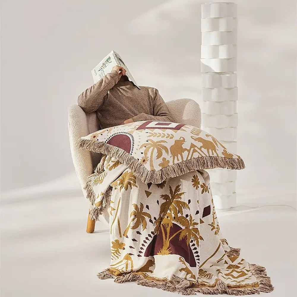Throw Blanket 100% Cotton Geometric Jacquard Machine Washable - Image 4