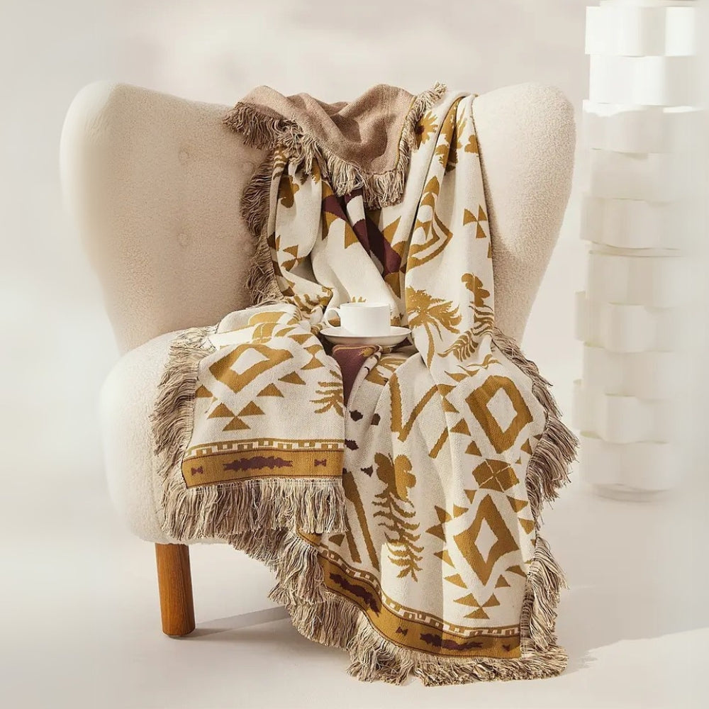 Throw Blanket 100% Cotton Geometric Jacquard Machine Washable - Image 7