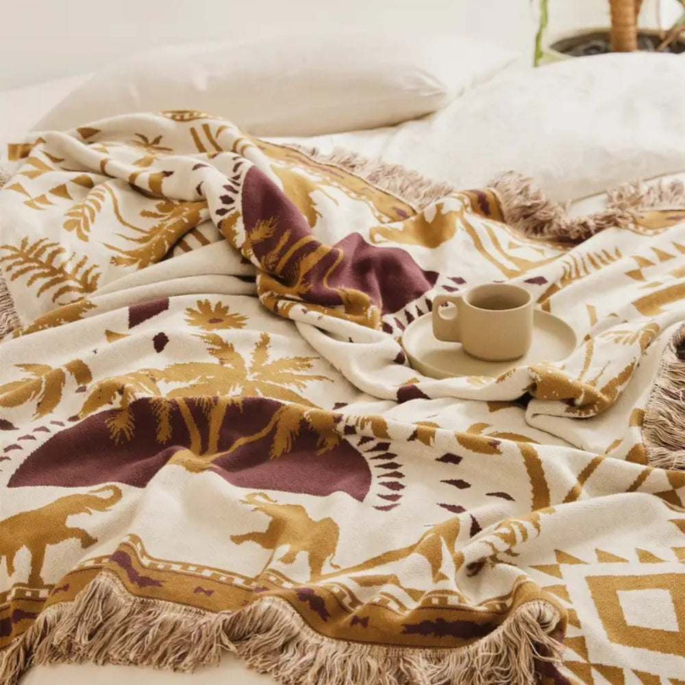 Throw Blanket 100% Cotton Geometric Jacquard Machine Washable - Image 8