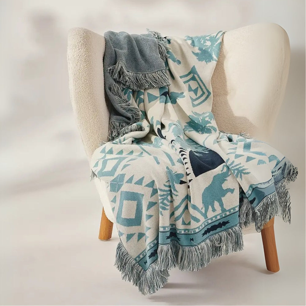Throw Blanket 100% Cotton Geometric Jacquard Machine Washable - Image 9