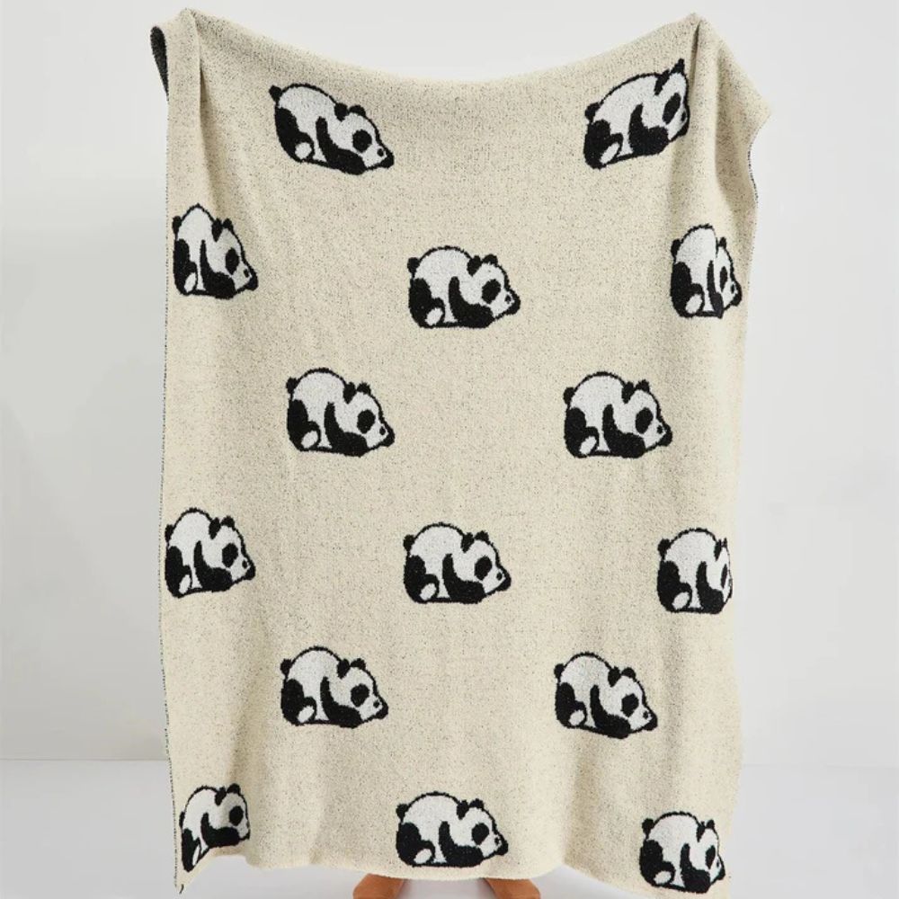 Throw Blanket 100% Cotton Jacquard Panda Pattern - Image 4