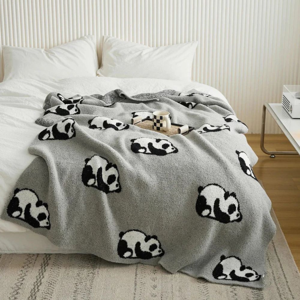 Throw Blanket 100% Cotton Jacquard Panda Pattern - Image 7