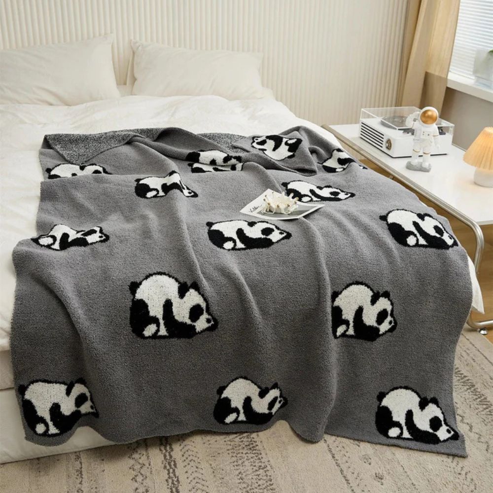 Throw Blanket 100% Cotton Jacquard Panda Pattern - Image 9